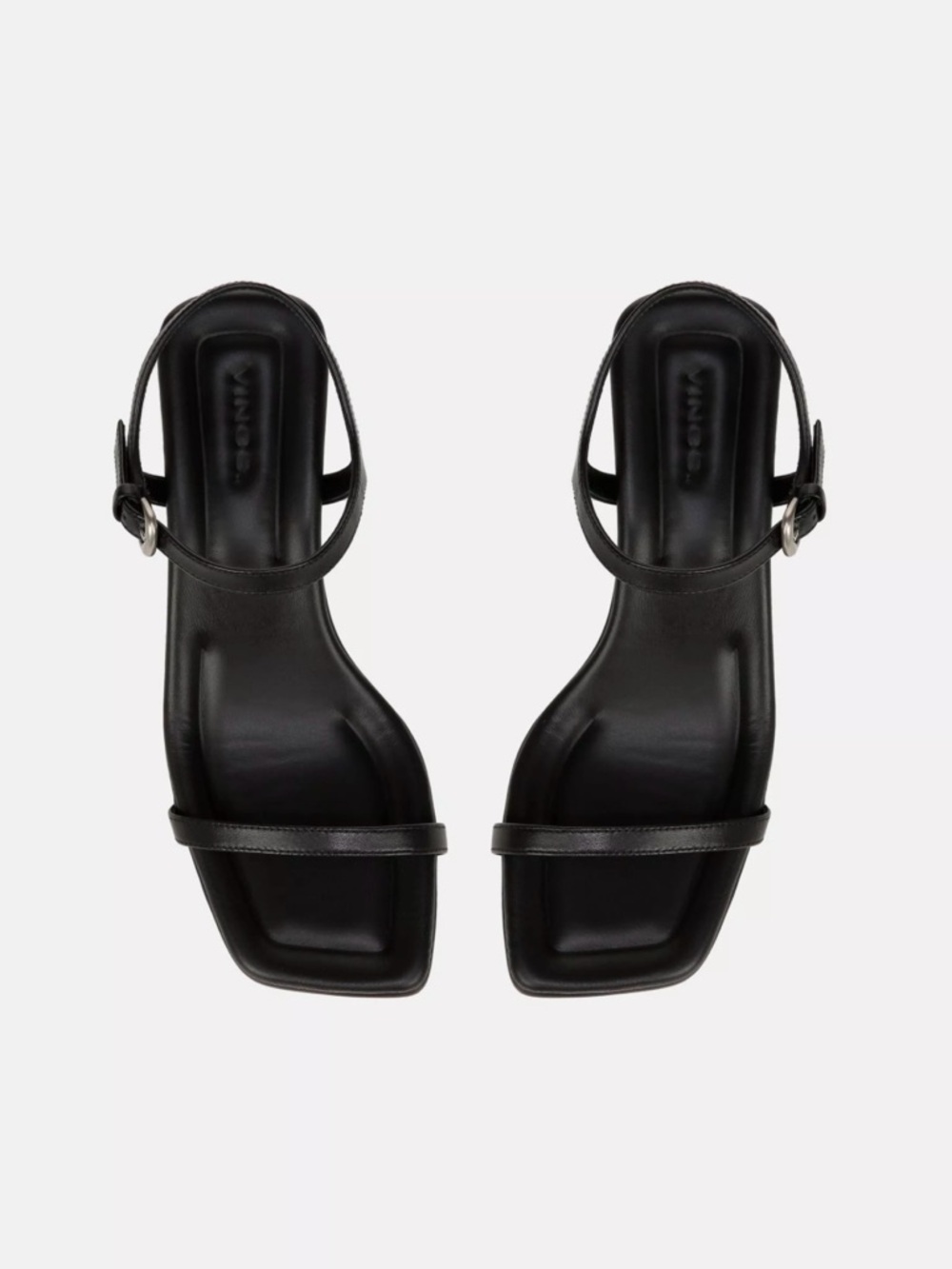 Vince Black Soft Leather Square Toe Cross Strappy Quiet Luxury Minimalist Heels